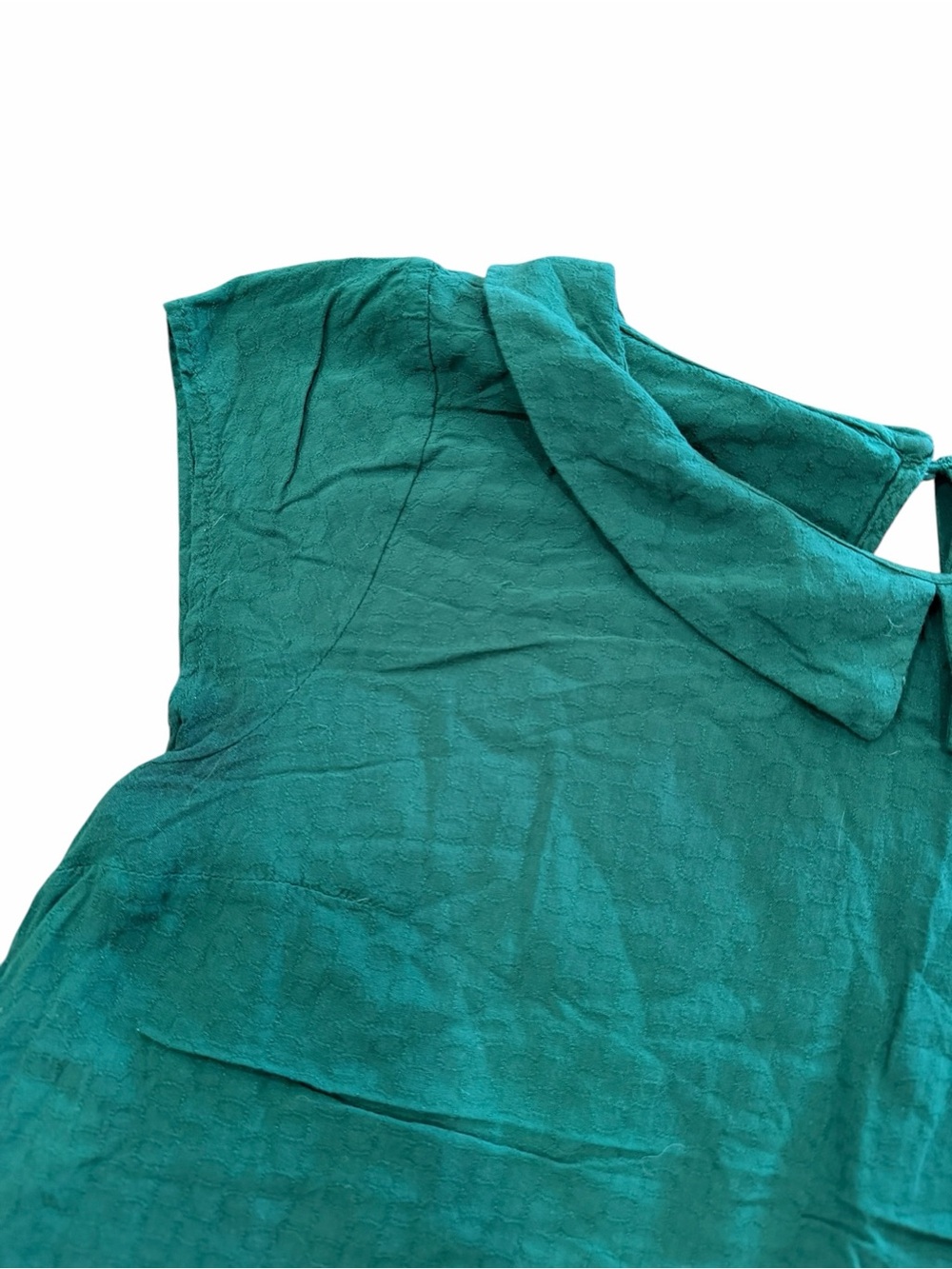 Modcloth Emerald Green Peter Pan Collar Cap Sleeve Blouse L - Picture 2 of 4